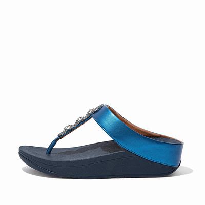 Fitflop Women's FINO Sparkle Toe-Post Sandals - Blue, WZ6413759